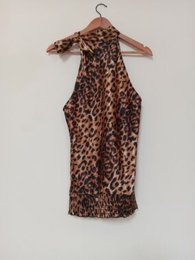 Heart Soul Leopard Halter Top - Brown & Black